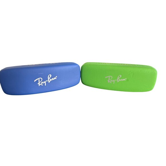 Ray-Ban Green & Blue Soft Eyeglass Cases With Red Velvet Interior - Picture 1 of 7